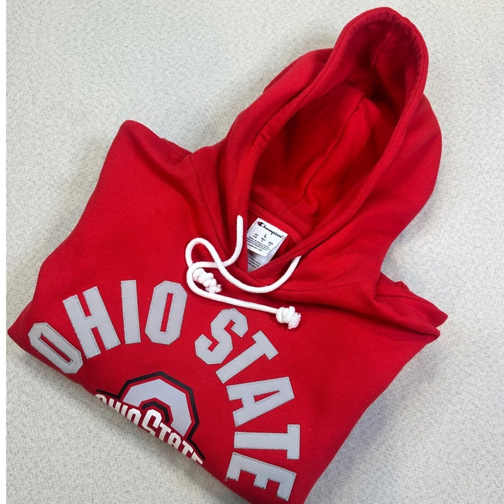 Champion Ohio State Hoodie Men Large Red Cotton Buckeyes Collegiate Classic